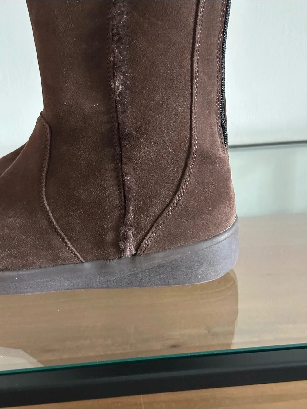 L.L.Bean Vibram Arctic Grip Chocolate Brown Suede Boots PrimaLoft Waterproof